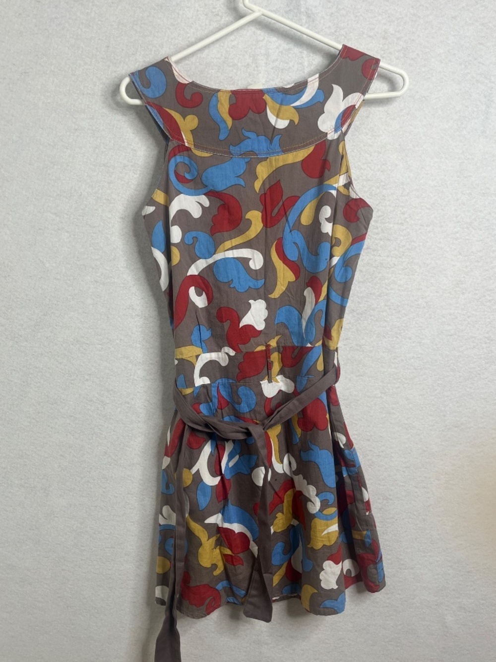Forever Twenty One Abstract Print Sleeveless Dress Belted Retro Style - Picture 4 of 6